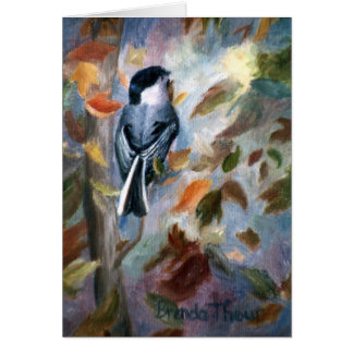 Chickadee In the Fall Blank Card