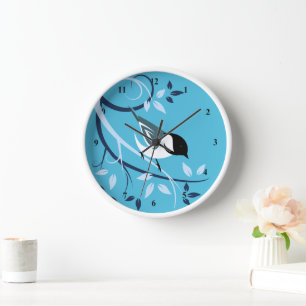 Chickadee In Tree Branch Clock