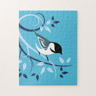 Chickadee In Tree Branch Jigsaw Puzzle
