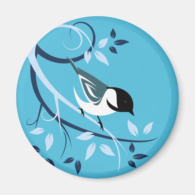 Chickadee In Tree Branch Magnet (Front)