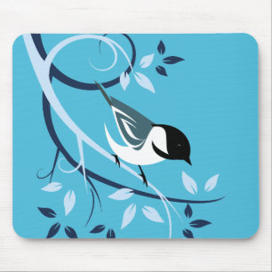 Chickadee In Tree Branch Mouse Mat