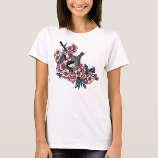 Chickadee on a blooming cherry branch T-Shirt