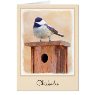 Chickadee on Birdhouse Painting Original Bird Art