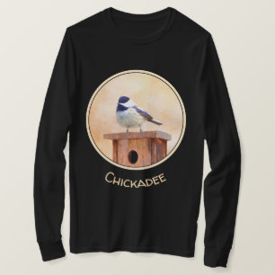 Chickadee on Birdhouse Painting Original Bird Art T-Shirt