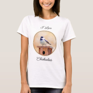 Chickadee on Birdhouse Painting Original Bird Art T-Shirt