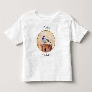Chickadee on Birdhouse Painting Original Bird Art Toddler T-Shirt