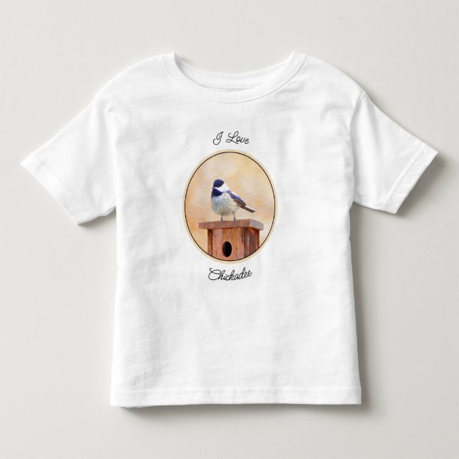 Chickadee on Birdhouse Painting Original Bird Art Toddler T-Shirt (Front)