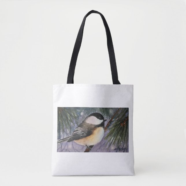 Chickadee on Branch Tote Bag (Front)