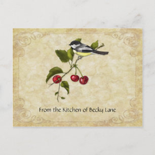 Chickadee on Cherry Branch Recipe Cards