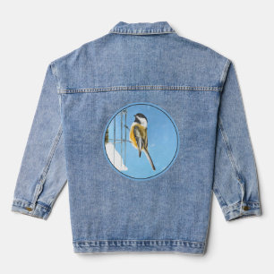 Chickadee on Feeder - Original Wild Bird Art Denim Jacket