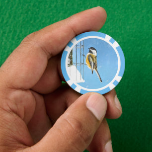 Chickadee on Feeder - Original Wild Bird Art Poker Chips
