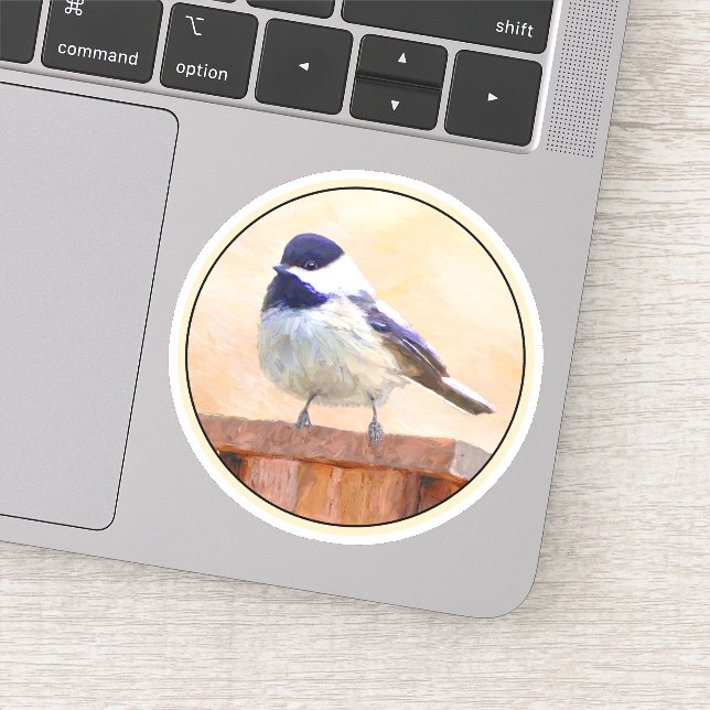 Chickadee on Feeder Painting - Original Bird Art (Detail)
