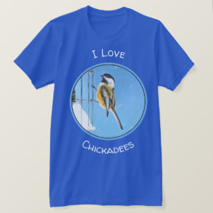 Chickadee on Feeder Painting - Original Bird Art T-Shirt