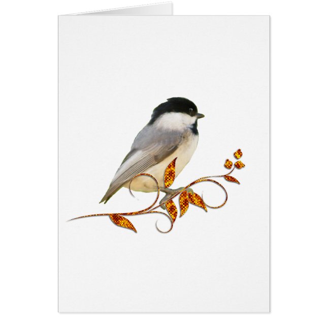 Chickadee on Jewelled Leaves (Front)