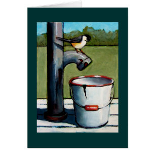 CHICKADEE ON PUMP PASTEL ART