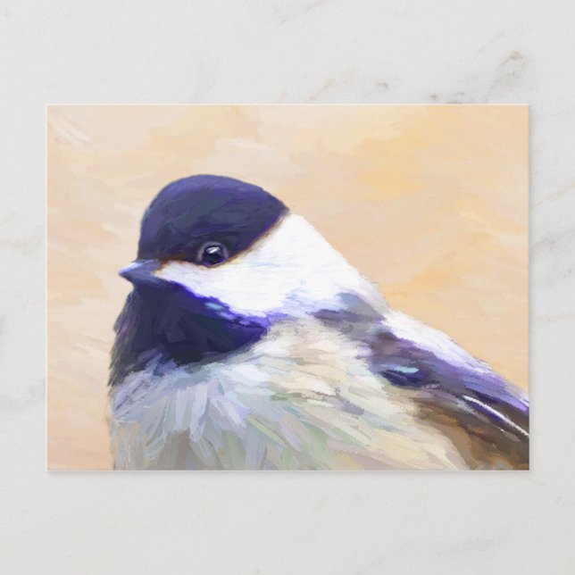 Chickadee Painting - Original Bird Art Postcard (Front)