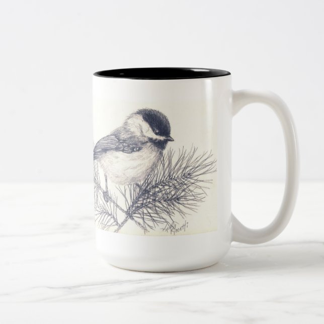 Chickadee Pencil Sketch Coffe Mug (Right)