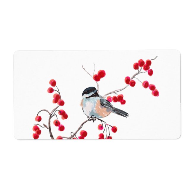 CHICKADEE & RED BERRIES by SHARON SHARPE (Front)