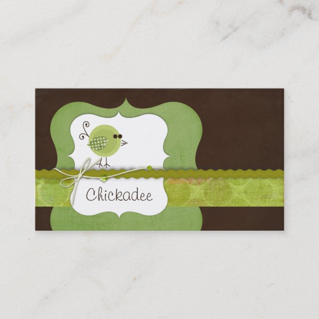 Chickadee {sage} Business Cards (Front)