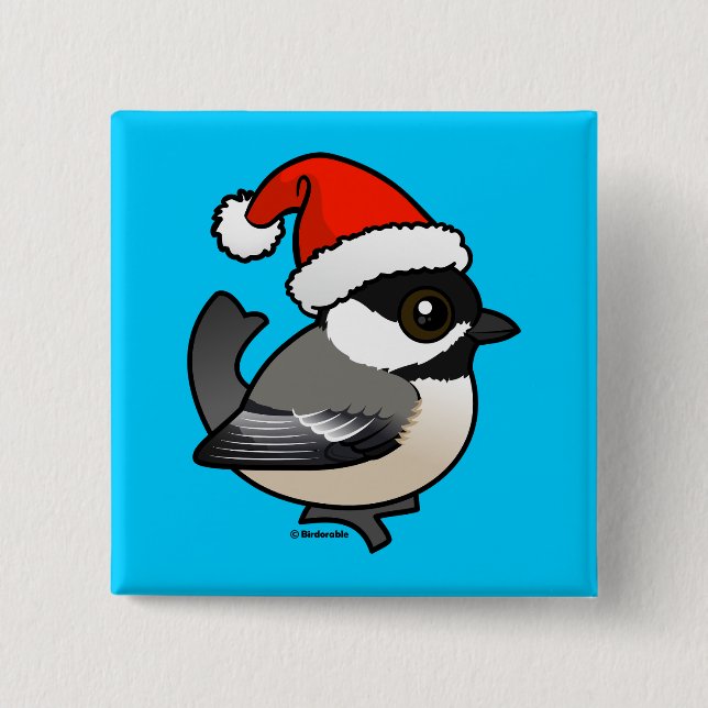 Chickadee Santa 15 Cm Square Badge (Front)
