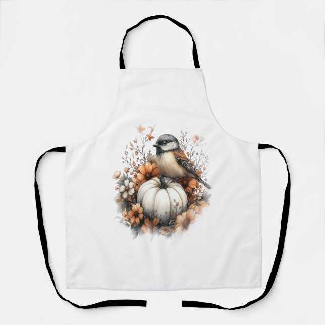 Chickadee Shirt Country Pumpkin Apron (Front)