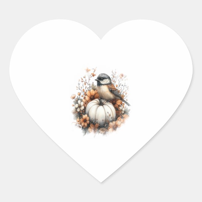 Chickadee Shirt Country Pumpkin Heart Sticker (Front)