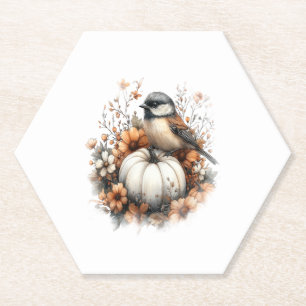 Chickadee Shirt Country Pumpkin Paper Coaster