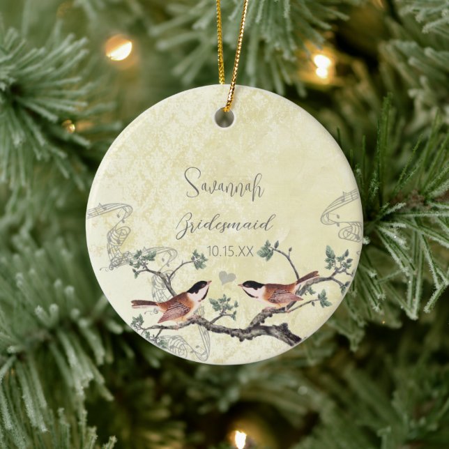 Chickadee Vintage Bird Maid of Honour Ornaments (Tree)
