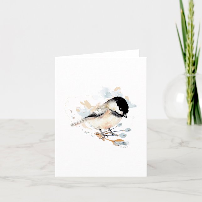 Chickadee Watercolor Note Card (Chickadee watercolor note card by Jenn Steffen Art)