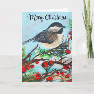 Chickadee Winter Merry Christmas Card