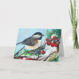 Chickadee Winter Scene Birthday Card