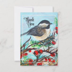 Chickadee Winter Thank You  Card