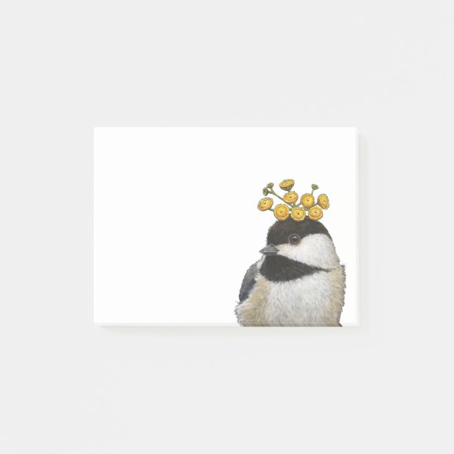 chickadee with tansy post-it notes (Front)