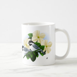 Chickadees and Dogwood Flower Coffee Mug