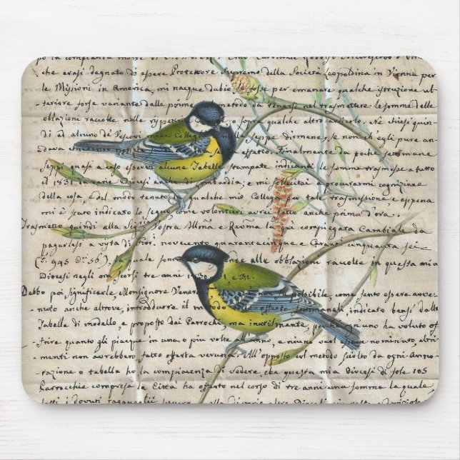 chickadees birds collage mouse mat (Front)