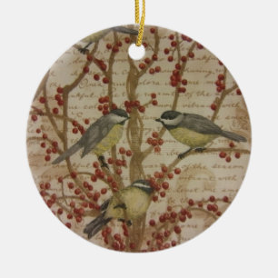 Chickadees Ceramic Tree Decoration
