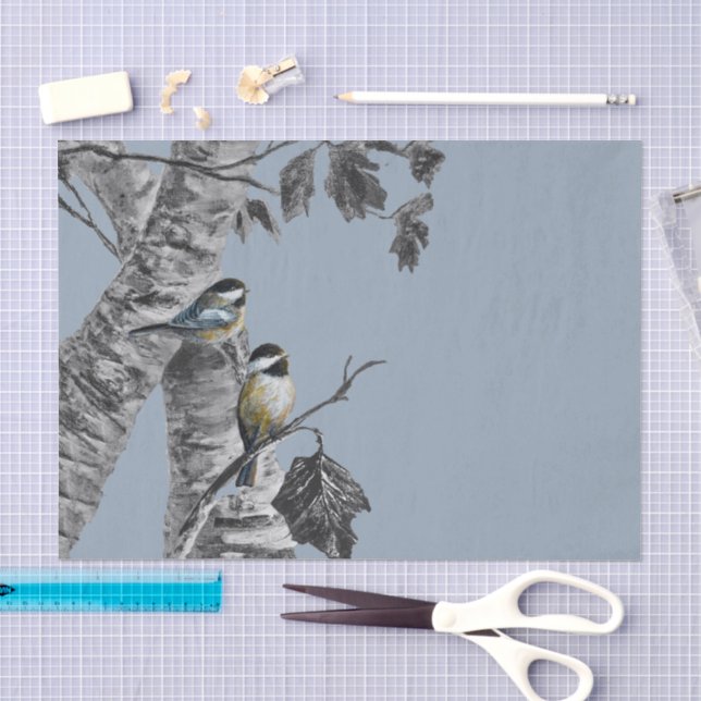 Chickadees edit tissue paper (Craft)