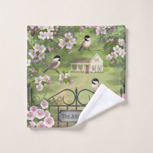 Chickadees Flowers Victorian Farmhouse Bath Towel Set