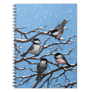 Chickadees in winter notebook