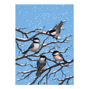 Chickadees in winter photo print