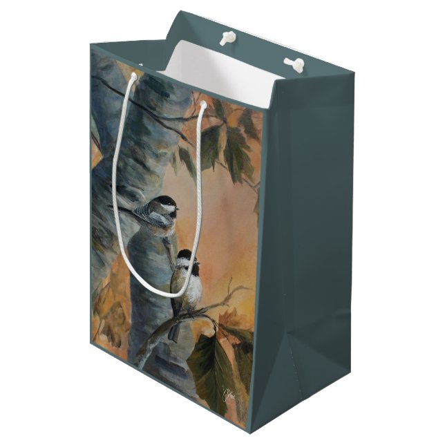 Chickadees  medium gift bag (Front Angled)