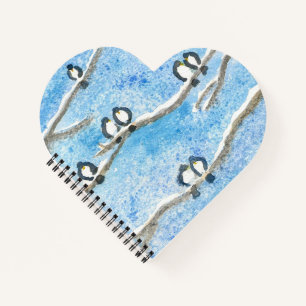 Chickadees on Tree Branches in Winter Snow  Notebo Notebook