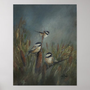 Chickadees Pond Poster