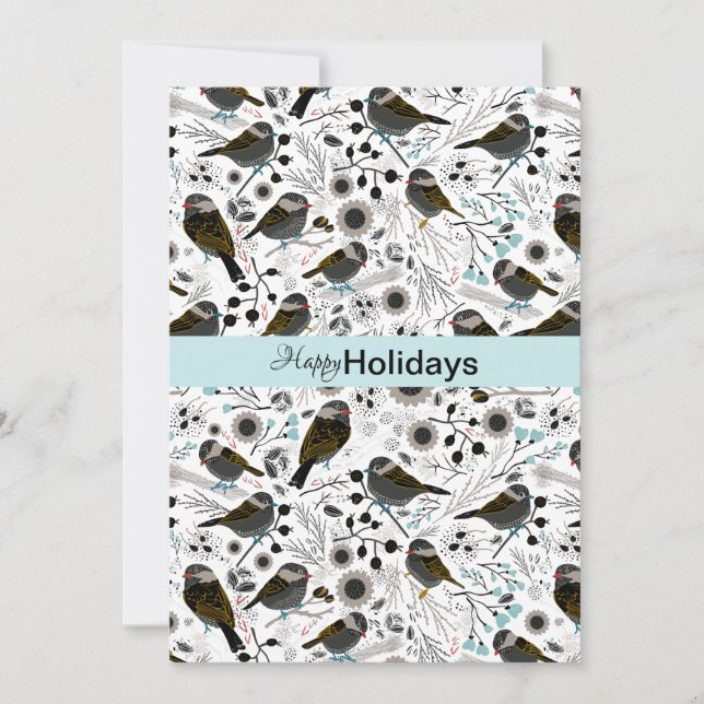 Chickadees Sweet And Cute Greetings Holiday Card (Front)