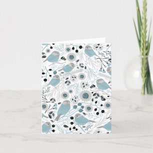 Chickadees Sweet Blue Black Gray Thank You Card
