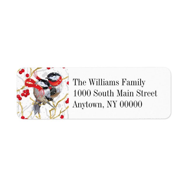 Chickadees & Winterberries Return Address Label (Front)
