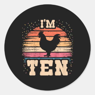 Chicken 10 Year Old Birthday Boy Girl 10th Chicken Classic Round Sticker