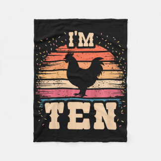 Chicken 10 Year Old Birthday Boy Girl 10th Chicken Fleece Blanket
