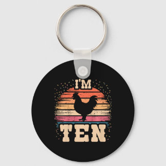 Chicken 10 Year Old Birthday Boy Girl 10th Chicken Key Ring