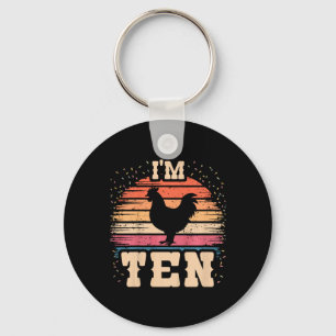 Chicken 10 Year Old Birthday Boy Girl 10th Chicken Key Ring